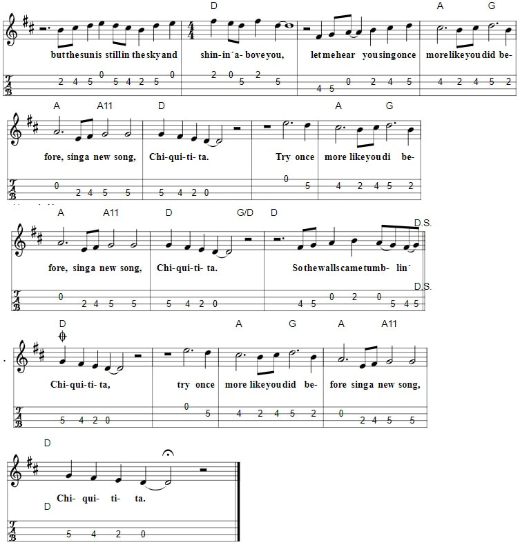 Chiquitita Sheet Music And Mandolin Tab part two