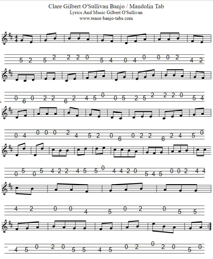 Clare sheet music in the key of D Major
