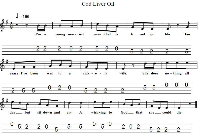 Cod Liver Oil mandolin / tenor banjo tab