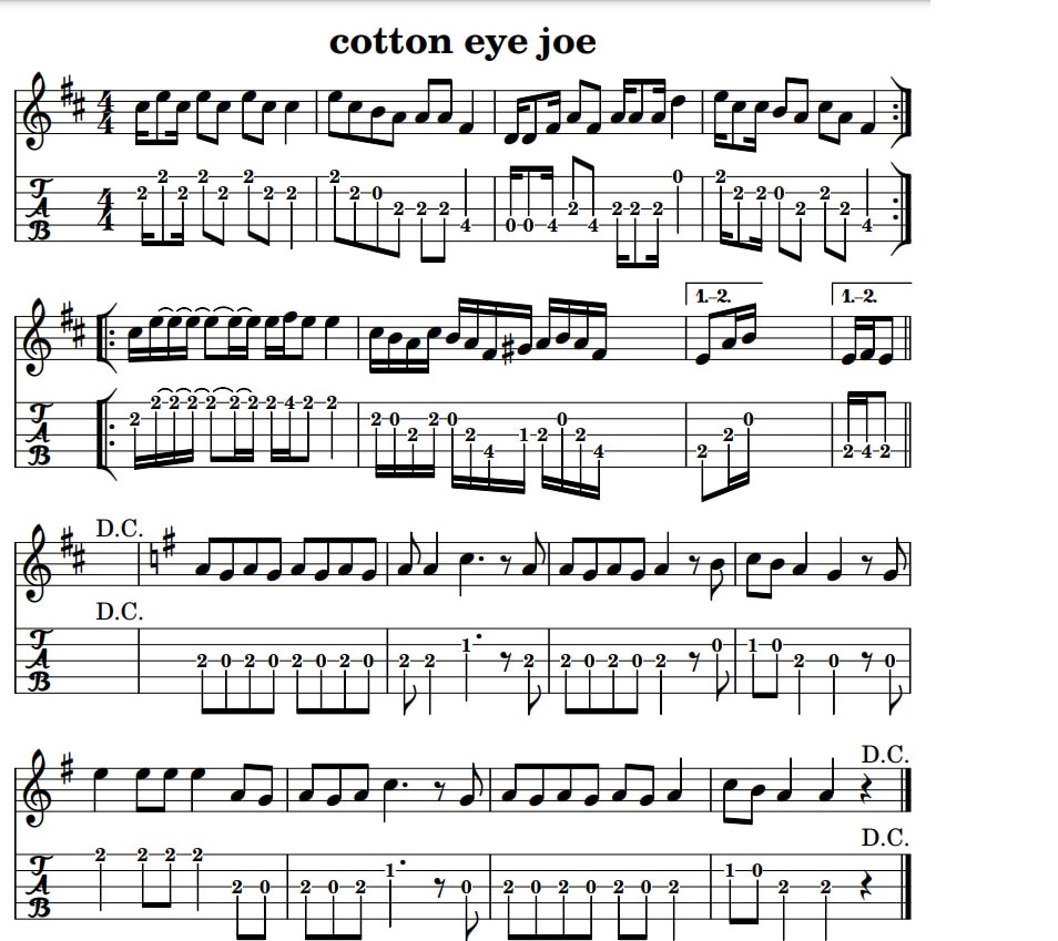 Cotton eye joe banjo tab 5 string