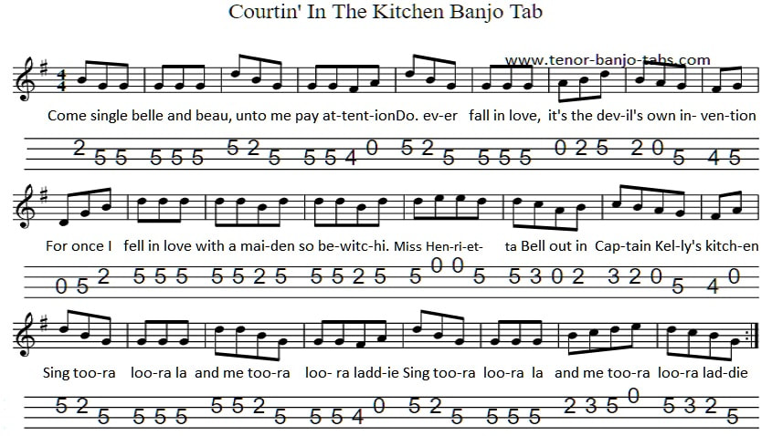 Courtin' in the kitchen banjo / mandolin tab
