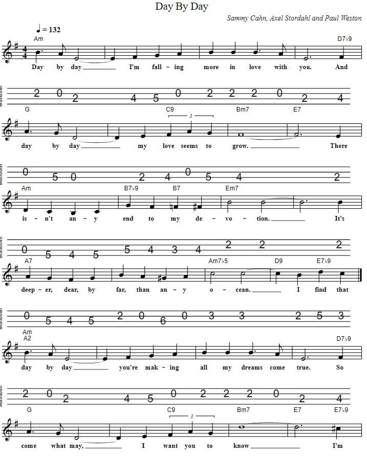 Day By Day Sheet Music And Mandolin Tab