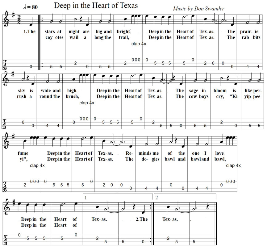 Deep In The Heart Of Texas Mandolin Sheet Music Tab