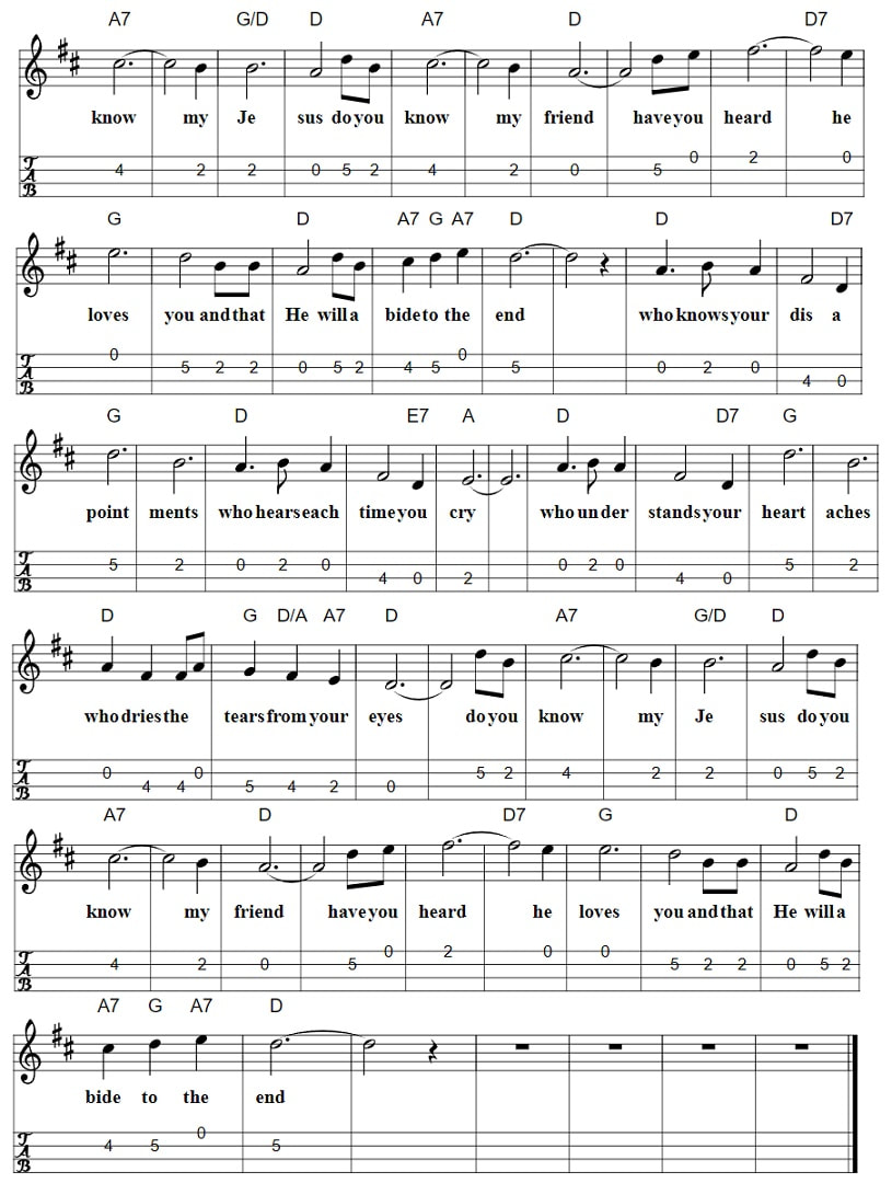 Do You Know My Jesus Sheet Music Chords And Mandolin Tab page two