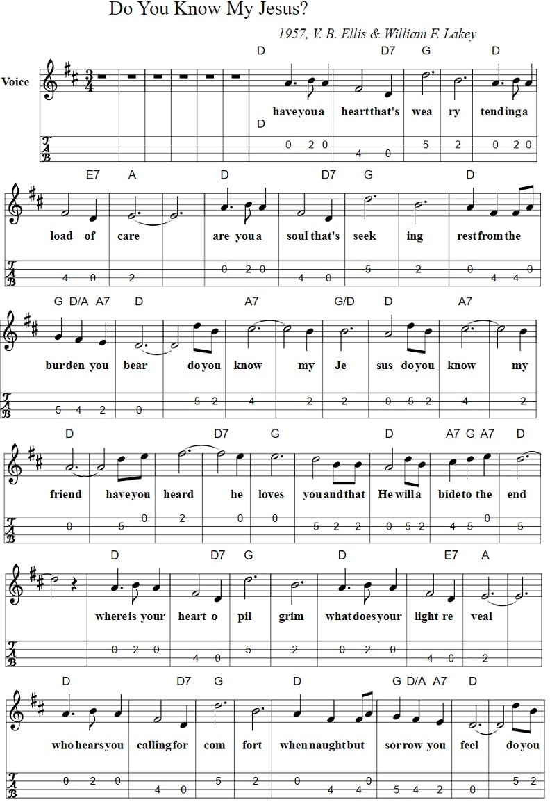 Do You Know My Jesus Sheet Music Chords And Mandolin Tab