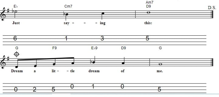 Dream A Little Dream Of Me Sheet Music And Mandolin Tab part three