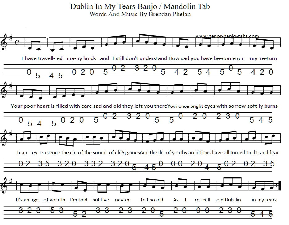 Dublin in my tears mandolin tab