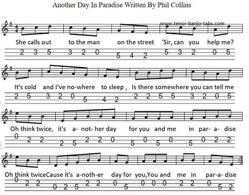 Another Day in Paradise – Phil Collins letter notes for beginners - music  notes for newbies