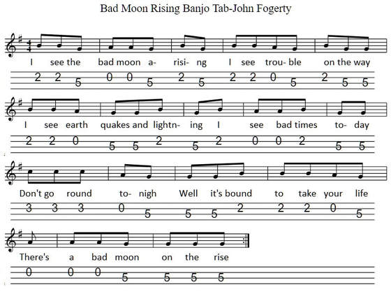 Bad moon rising banjo / mandolin tab