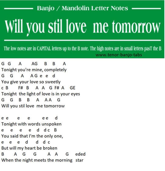 Banjo tab will you still love me tomorrow letter notes