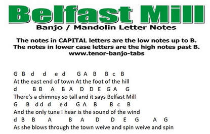 Belfast Mill mandolin / banjo letter notes