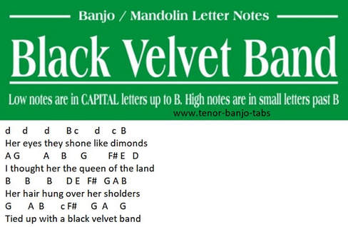 Black velvet band banjo / mandolin letter notes
