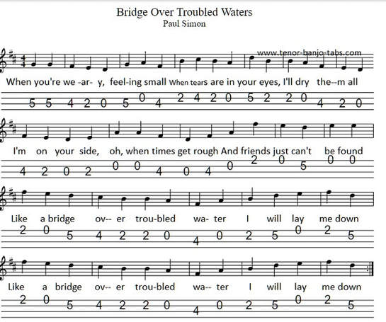 bridge over troubled waters mandolin tab
