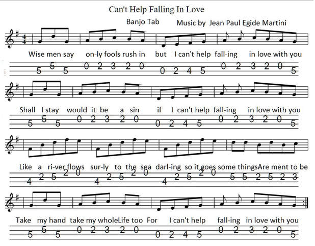 Can't help falling in love with you banjo mandolin tab
