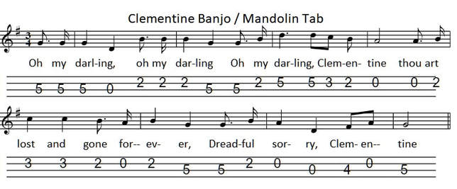 Oh My Darling Clementine Banjo Mandolin Tab Tenor Banjo Tabs