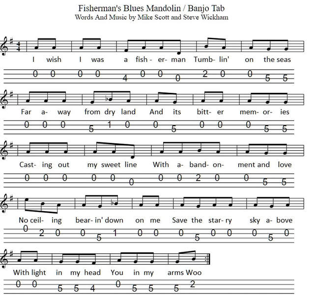 Fisherman's Blues sheet music in G major by The Waterboys 