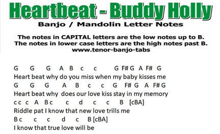 Heartbeat banjo letter notes by Buddy Holly
