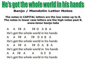He's got the whole world in his hands banjo letter notes