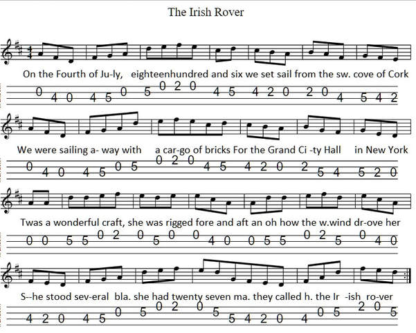 The Irish rover banjo tab