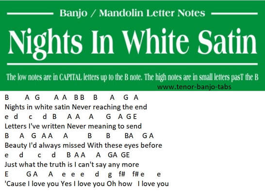 Nights in white satin banjo letter notes