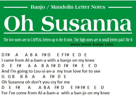 oh susanna banjo / mandolin letter notes