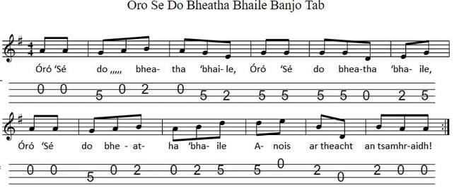 Óró ‘Sé do bheatha ‘bhaile banjo tab