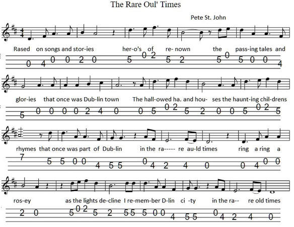 The Rare Auld Times Sheet Music And Tin Whistle Notes - Irish folk songs