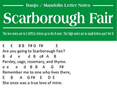 Scarborough Fair banjo letter notes
