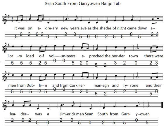 Sean Sounth from Garryowen banjo / mandolin tab