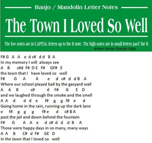 The town I loved so well banjo letter notes