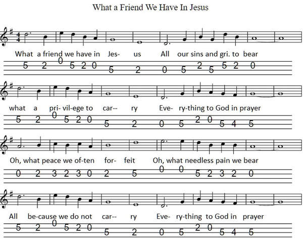 What a friend we have in Jesus banjo sheet music