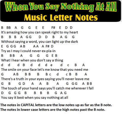 When you say nothing at all music letter notes