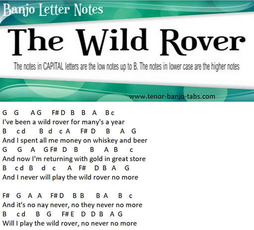Wild Rover tenor banjo letter notes