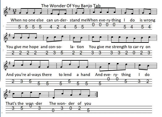 The wonder of you banjo / mandolin tab