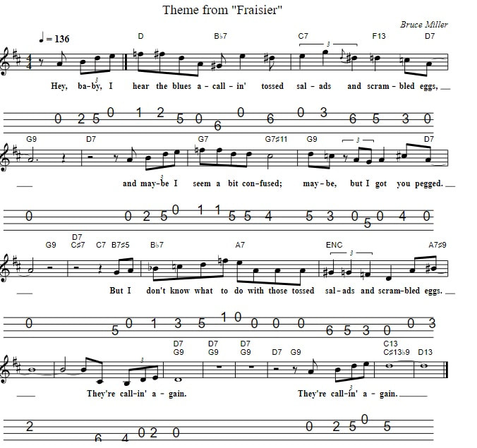 Frasier Theme Song Sheet Music And Mandolin Tab