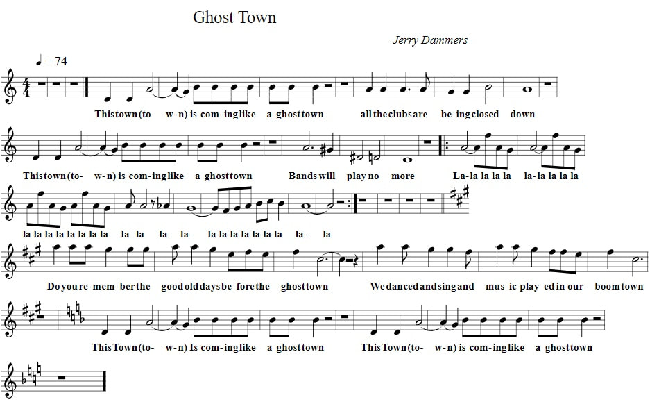 Ghost Town Sheet Music by The Specials