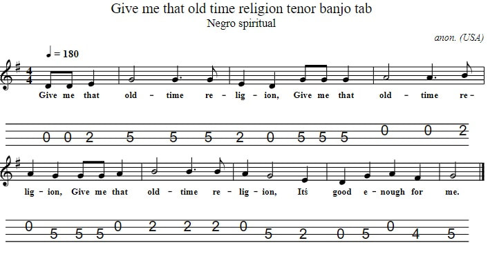 Give Me That Old Time Religion Mandolin Tab