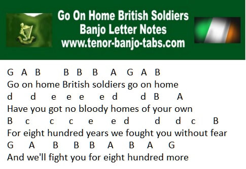 Go on home british soldiers banjo / mandolin letter notes