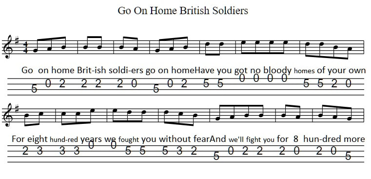 Go on home british soldiers banjo tab