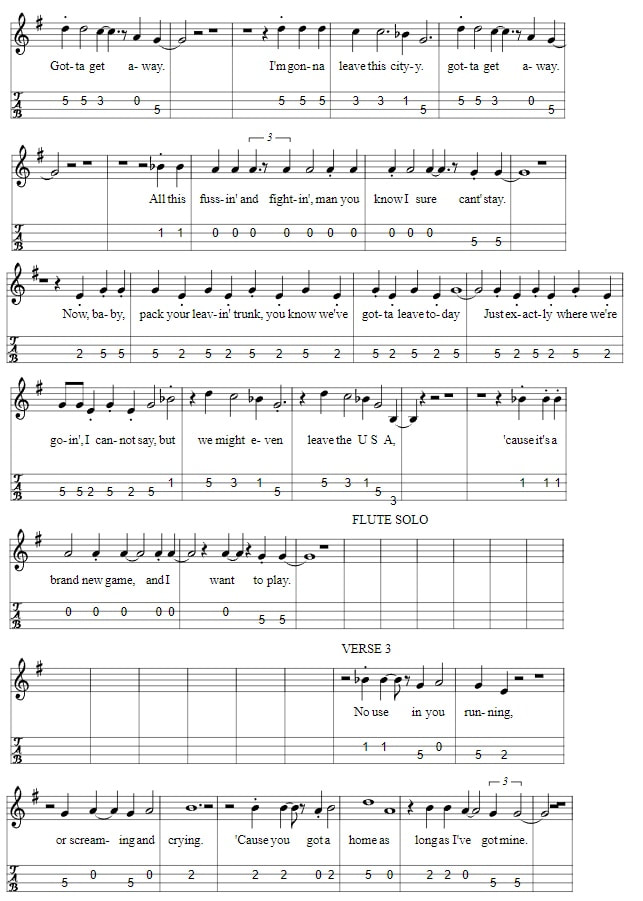 Going Up The Country Sheet Music And Mandolin Tab By Canned Heat
