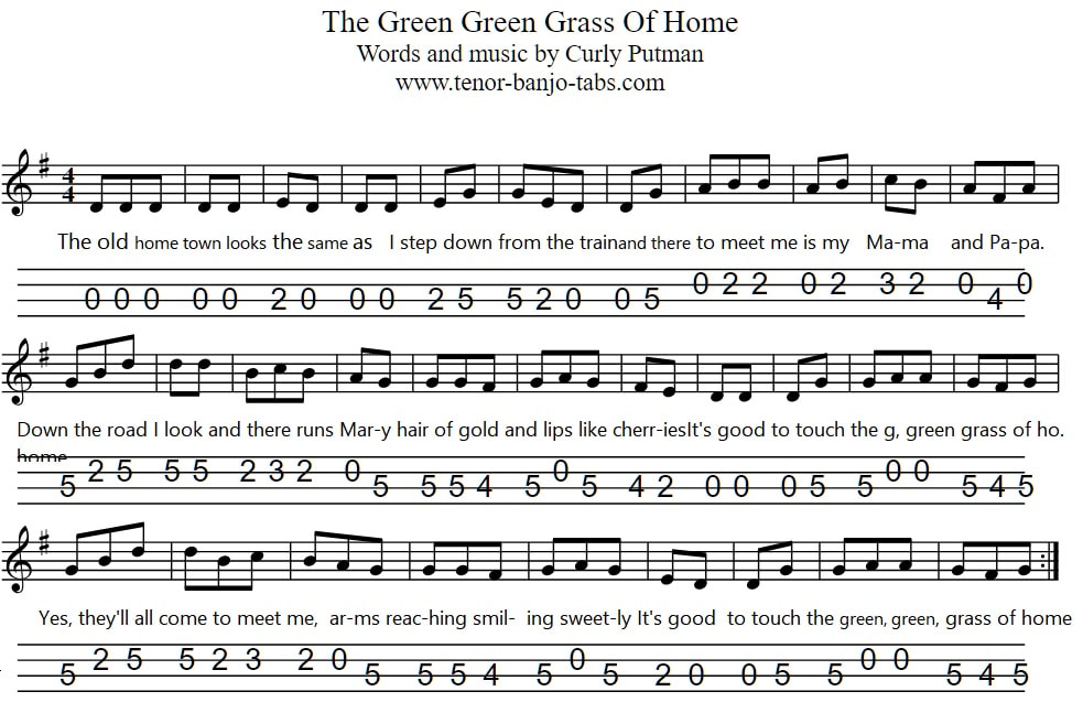 the green green grass of home banjo and mandolin tab
