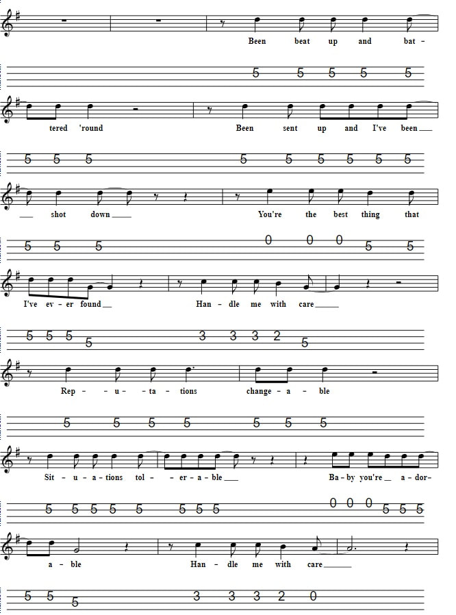 Handle Me With Care Sheet Music By The Travelling Wilburys