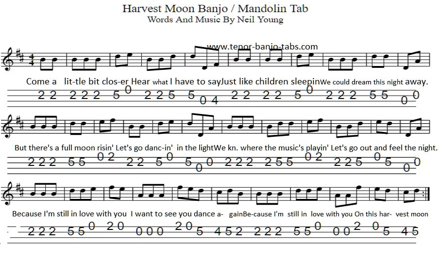 Harvest moon sheet music tab