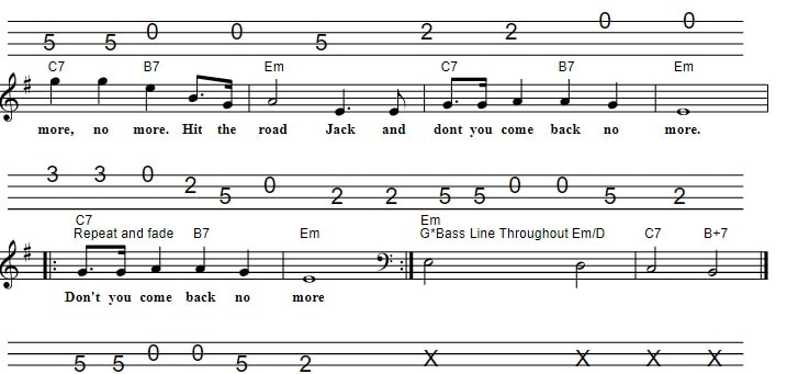 Hit The Road Jack Easy Sheet Music And Mandolin Tab page three