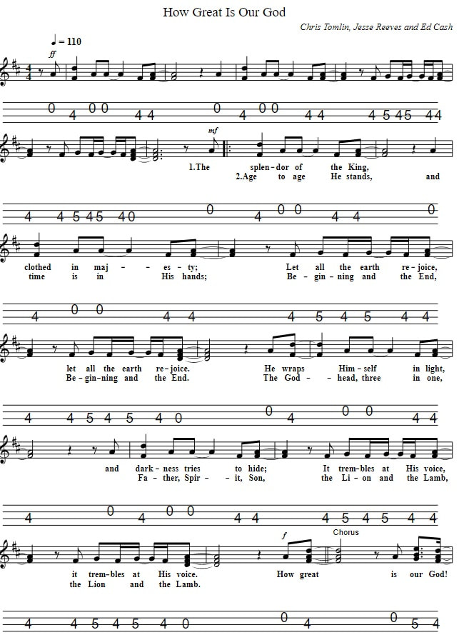 How Great Is Our God Sheet Music And Mandolin Tab