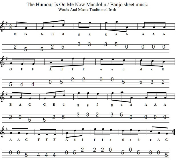 The humour is on me now banjo and mandolin tab