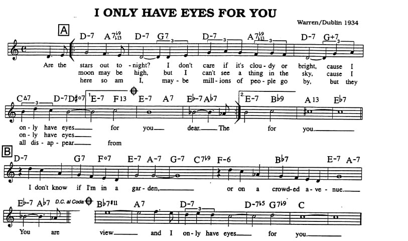 I only have eyes for you piano sheet music with chords