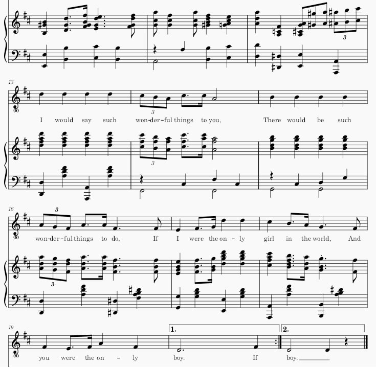 If you were the only girl in the world sheet music part two
