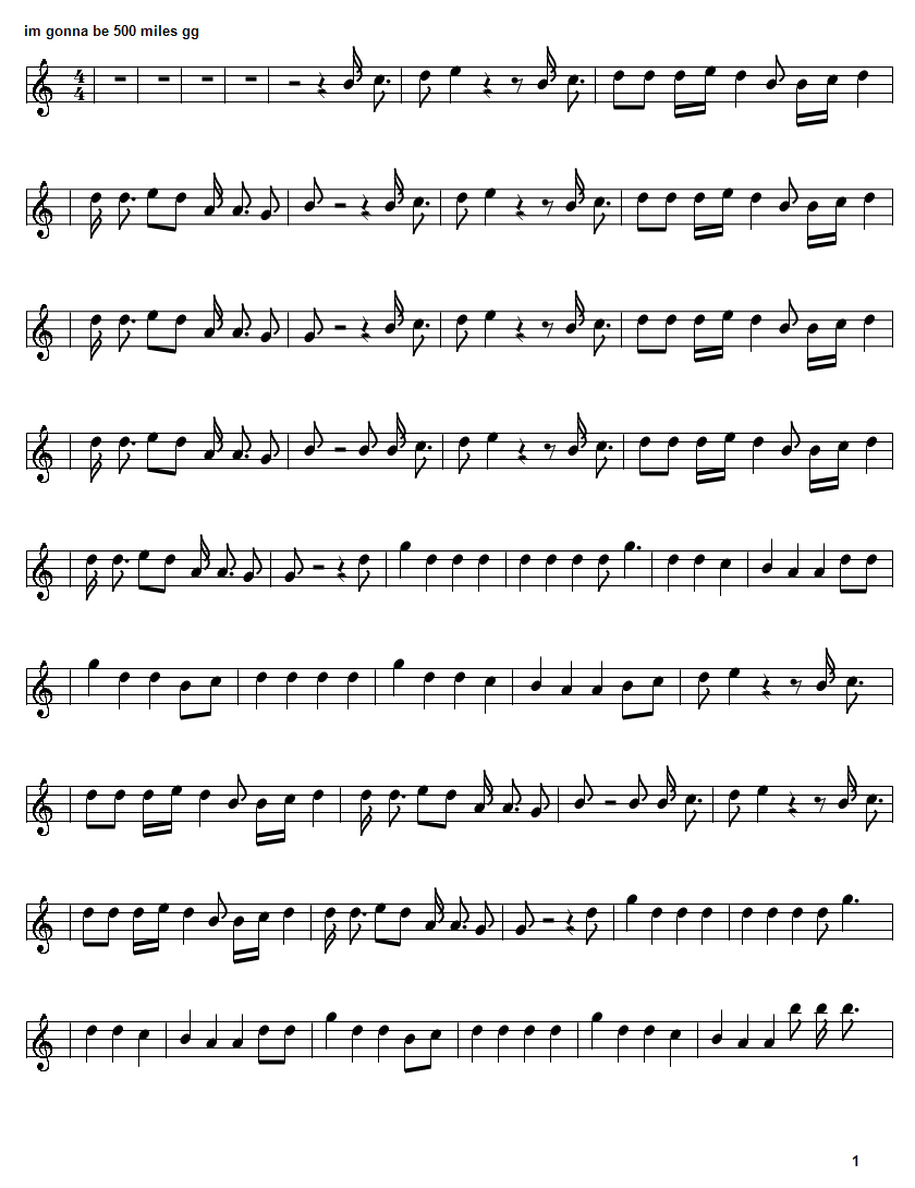 500 miles sheet music by The Proclaimers
