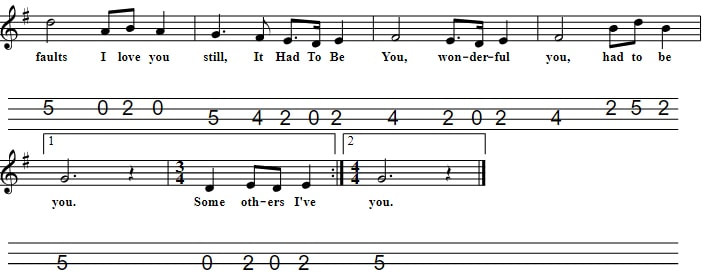 It Had To Be You Easy Sheet Music And Mandolin Tab part two